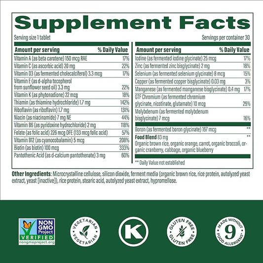 MegaFood Kids One Daily Multivitamin - Convenient Mini Multivitamin for Kids - with Zinc, Vitamins C, B & D - Vegetarian, Gluten Free, Non GMO - 60 Tablets, 60 Servings