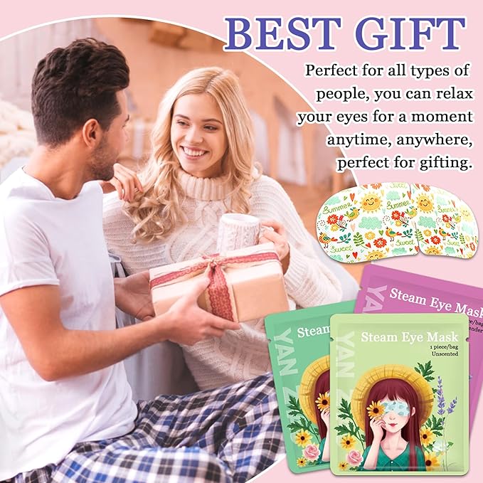 21 Pack Steam Eye Masks, Warm Eye Masks for Sleep, Comfortable Disposable Self Heated Eye Mask for Dry Eyes, Home Sleep Office Travel SPA Heated Sleep Mask for Women & Men