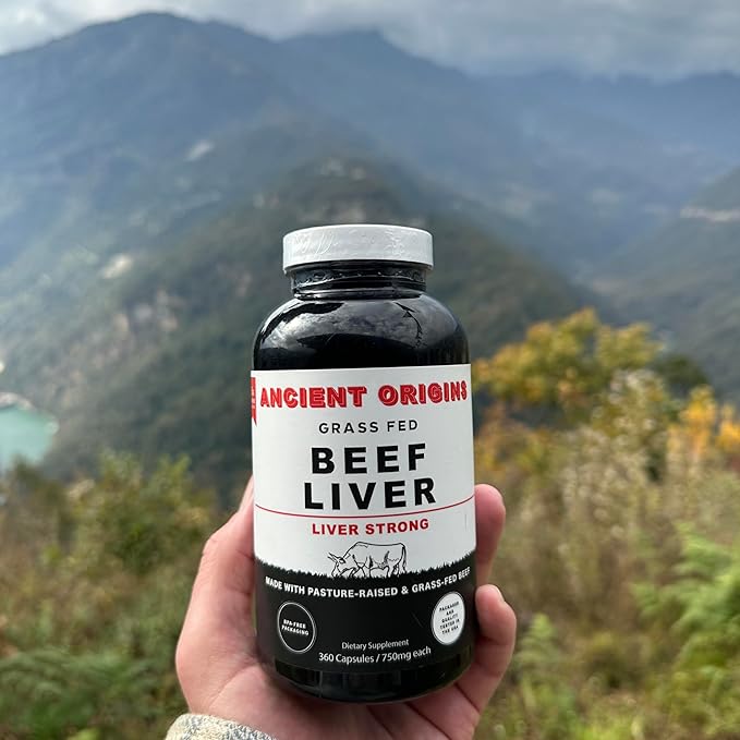 Ancient Origins Grass Fed Beef Liver Two Month Supply, Supports Energy Production, Cleansing, Digestion, Immunity and Full Body Wellness, Non GMO, Freeze Dried Liver Supplement, 360 Capsules