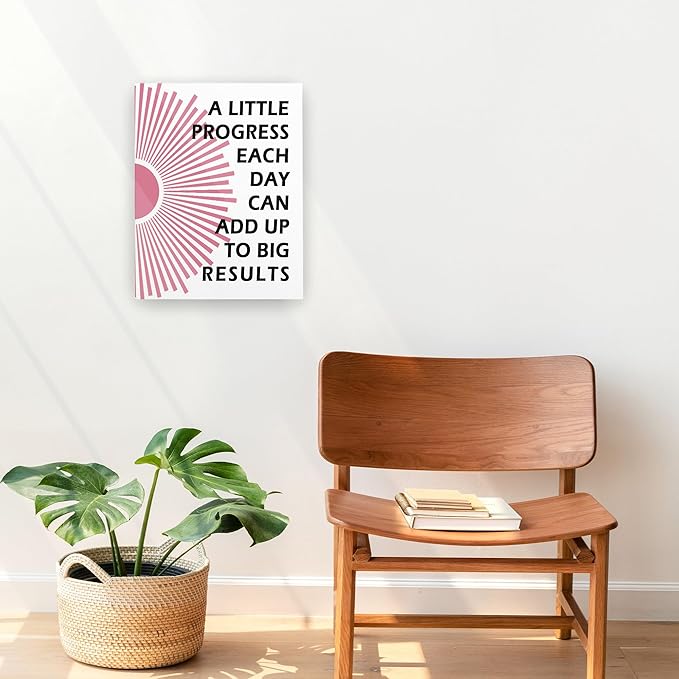 Pugwak Positive Affirmations Wall Decor Canvas Prints - Motivational Framed Canvas Sun Inspirational Pink Wall Art Painting Artwork for Therapy Office Nursery Bedroom Decor Prints 11×14 Inch