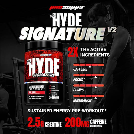 PROSUPPS Mr. Hyde Signature V2, Pre Workout Powder with Creatine, Beta Alanine & Caffeine - Performance, Energy & Endurance - Clean Fitness & Gym Supplements for Men & Women (Fruit Punch, 30 Servings)