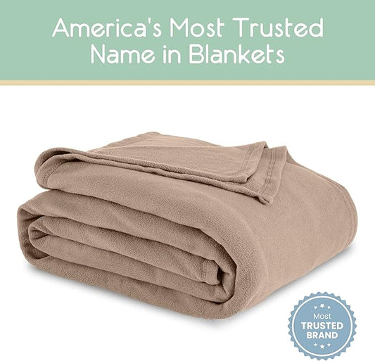 Vellux Twin Size Microfleece Blanket | Fleece Bed Blanket | All-Season Comfort| Supersoft Lightweight | Plush Throw Blanket for Bed Couch or Sofa | Pet-Friendly | Nutmeg