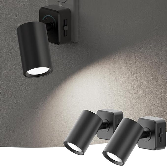 Briignite Night Lights Plug into Wall, 320° Rotating Night Light Plug in, 2Pack, Dusk to Dawn Sensor, 1W Dimmable Led nightlight Daylight White Spot Light for Bedroom, Kids Room, Bathroom