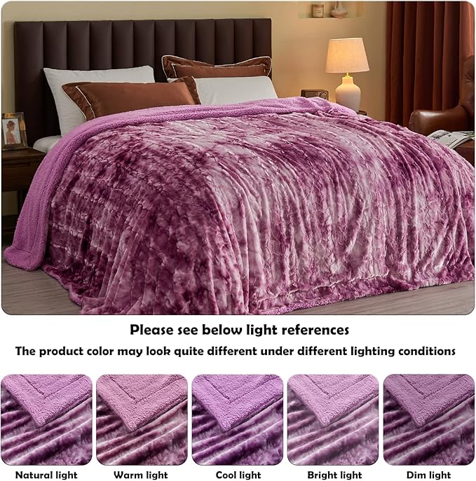 NEWCOSPLAY Super Soft Faux Fur Throw Blanket for Couch Light Purple Sherpa Fuzzy Plush Warm Blanket for Sofa Bed (Light Purple, Throw(40"x50"))