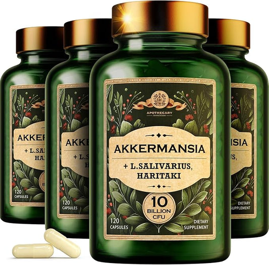 Akkermansia Muciniphila Probiotics and Prebiotics - GLP 1 Booster w/Lactobacillus Salivarius | Fiber Supplement Gut Health & Digestive Health | Women Probiotic Akkermansia Light (4)