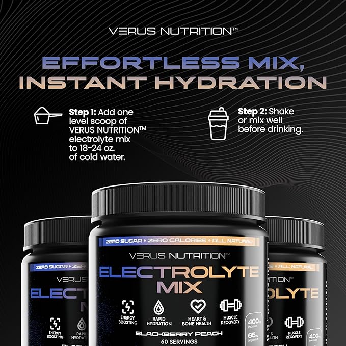 Electrolytes Powder No Sugar- Zero Calorie Hydration Powder | Sugar Free Electrolytes for Fasting, Keto & Vegan | Natural Ingredients Electrolyte Mix for Energy Boost, 60 Servings