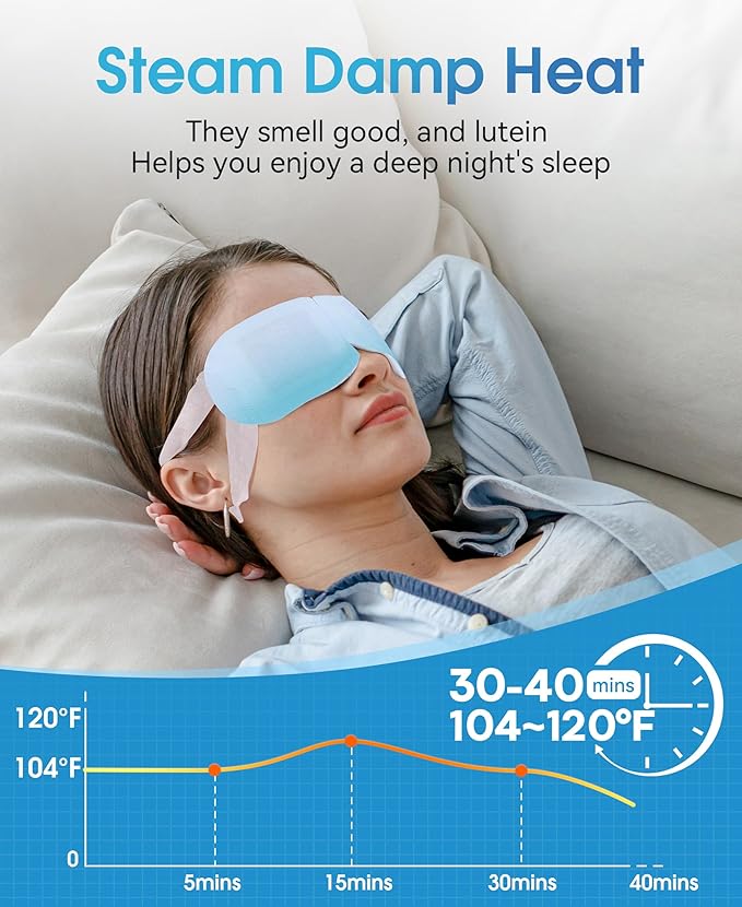 LC-dolida 7 Packs Heated Eye Mask for Dry Eyes, Hyaluronic Acid Steam Eye Steam Mask, Disposable Self Heating Eye Mask for Sleep Relieve Eye Fatigue, Suitable for Red Eyes