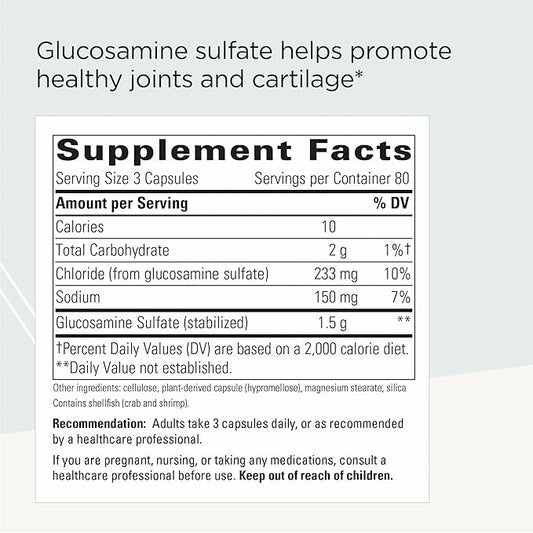 Integrative Therapeutics Glucosamine Sulfate - Cartilage Support Supplement* - Building Block of Cartilage - Gluten-Free & Dairy-Free - 240 Capsules (80 Servings)
