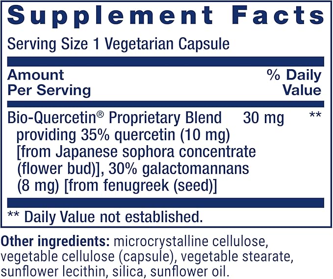Life Extension Bio-Quercetin, Immune Health Supplement, Heart Health Support, Gluten Free, Non-GMO, Vegetarian, 30 Capsules