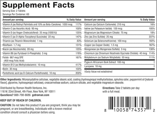 Ro Daily Multivitamin for Men | Supports Physical Activity, Brain + Heart Health, and Immune System with 23 Key Nutrients Including Calcium, Magnesium, and Zinc | 60-Day Supply (120 Tablets)