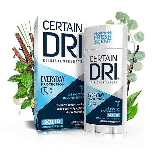 Certain Dri Everyday-Strength Clinical Antiperspirant - 72-Hour Sweat Protection for Hyperhidrosis - Doctor-Recommended - Travel-Friendly - Fresh Scent - 2.6 oz