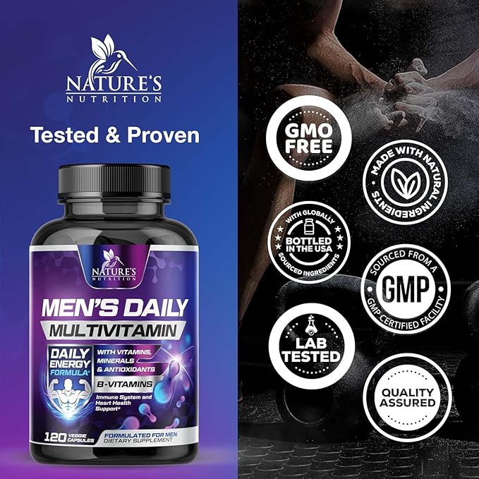 Multivitamin for Men - Vitamin A, C, D, E, Zinc, Calcium, Multivitamins for Immune Health Support, Vitamin B12, Men’s Daily Multivitamin Supplement Capsules, Non-GMO Mens Multi Vitamins - 120 Capsules
