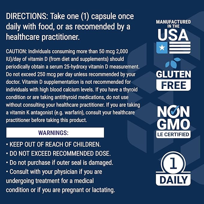 Life Extension Vitamins D and K with SeaIodine Bone Brain Thyroid Arterial Support Non GMO Once Daily Gluten Free, 60 Count