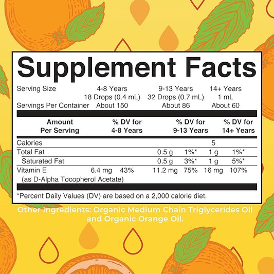 MaryRuth Organics USDA Vitamin E Liquid Drops 2 Month Supply | Bone and Joint Health | Cognitive Health for Adults and Kids | Sugar Free, Vegan, Non-GMO, Gluten Free | 2 Ounces