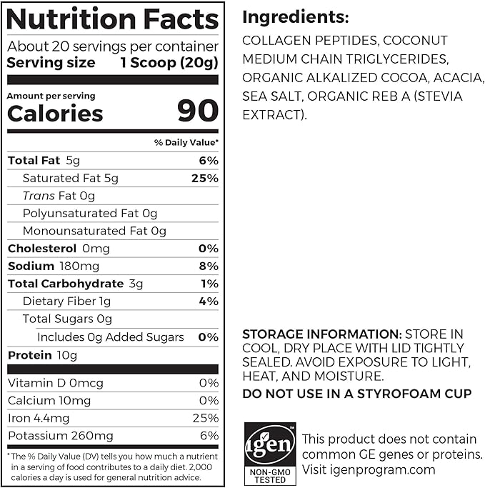 Orgain Keto Collagen Protein Powder with MCT Oil, Chocolate - Paleo Friendly, Grass Fed Hydrolyzed Collagen Peptides Type I and III, Dairy Free, Gluten Free, Soy Free, 0.88 Lb (Packaging May Vary)