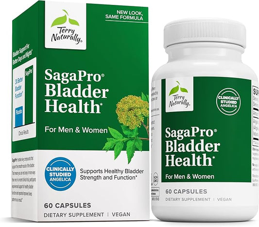 Terry Naturally SagaPro Bladder - Bladder Support Supplement - Dietary Supplement with Angelica Leaf Extract - Vegan Capsules to Aid Urinary Tract Function & Health - 60 Capsules
