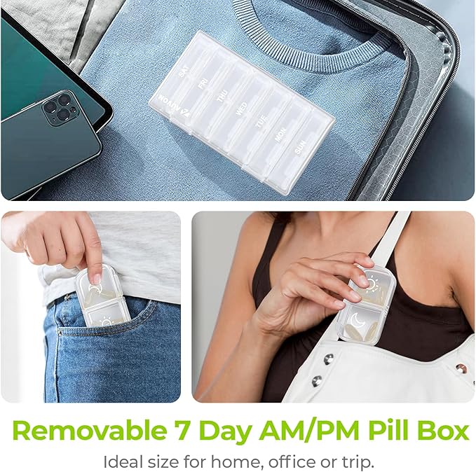 AUVON XL Weekly Pill Organizer 2 Times a Day, Pill Box 7 Day with One-Side Large Openings for Easy to Use, White AM PM Pill Case for Medication, Vitamins, Fish Oils, Supplements