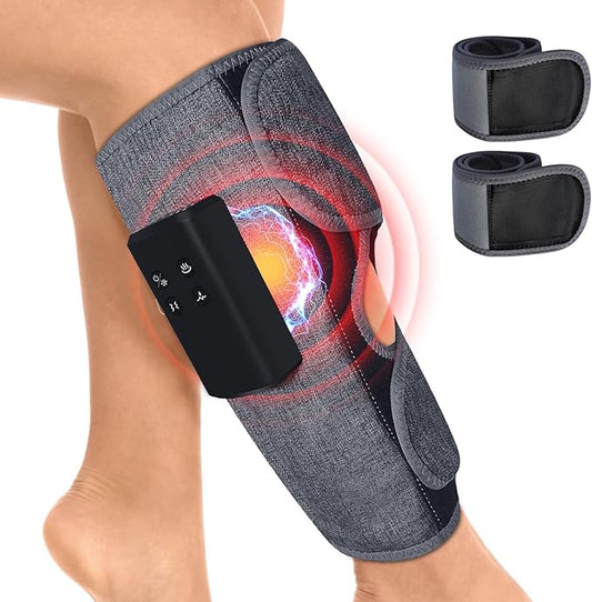 Air Compression Leg Massagers for Circulation and Pain Relief with Heat, Cordless Wearable Thigh or Calf Leg Massagers, 4 Modes 3 Intensities Relax for Home Office Gym, Gift for Men Women (Pair)