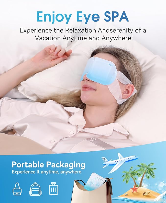 LC-dolida 7 Packs Heated Eye Mask for Dry Eyes, Hyaluronic Acid Steam Eye Steam Mask, Disposable Self Heating Eye Mask for Sleep Relieve Eye Fatigue, Suitable for Red Eyes