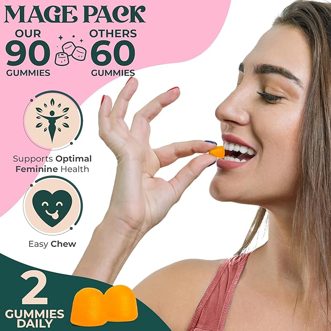 Premium Feminine Balance Gummies for Women’s - Hawaiian Pineapple Gummies for Women pH, 4-in-1 Benefits Includes pH Balance, Healthy Odor, Flora and Immune Support -90 Count (Vegan & Gluten-Free)