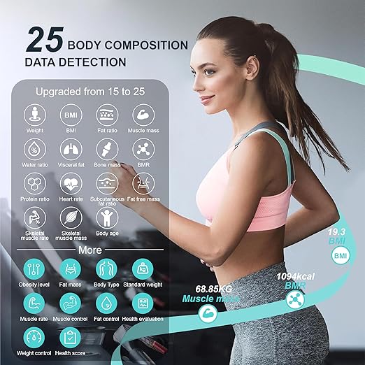 Digital Scales for Body Weight, Bathroom Weighing Scales Body Weight with App, Smart Bluetooth Body Scale for Fitness Tracking,Soft Non-Slip Feet,Body Composition Monitor 400lb/180kg