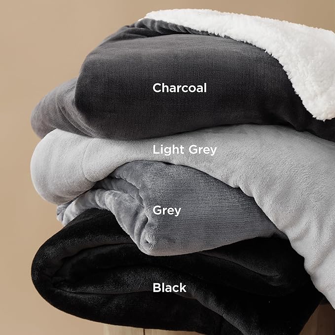 Bedsure GentleSoft Sherpa Fleece Blankets King Size for Bed - Thick and Warm, Soft Fuzzy Plush King Blanket for Winter, Black, 108x90 Inches
