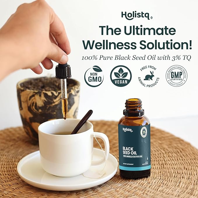 Black Seed Oil Organic Cold Pressed Drops 3% Thymoquinone 100mL | Cold Pressed Black Cumin Nigella Sativa Oil for Immune Support, Skin, Hair Health, Heart, Omega 369, Non-GMO, Vegan, Antioxidant Boost