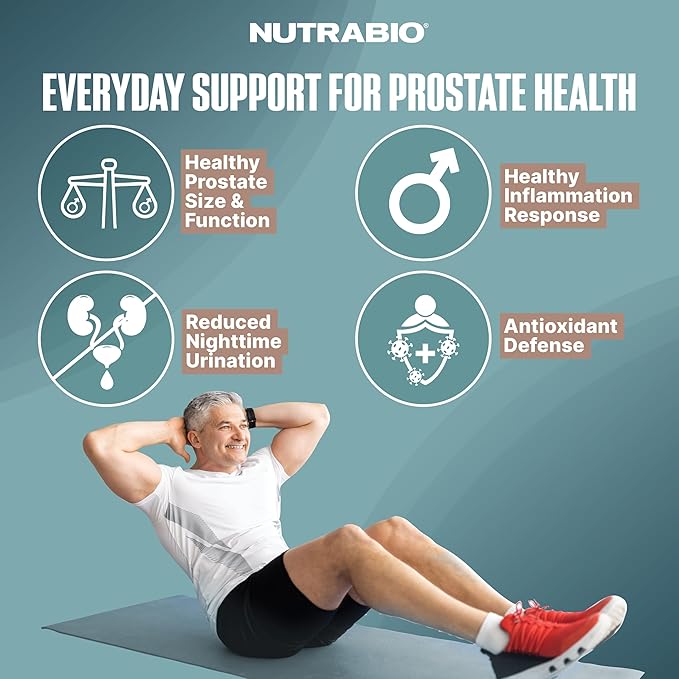 NutraBio Prostate- Advanced Prostate Function Support- Inflammation Defense and Antioxidant Support- 90 Capsules