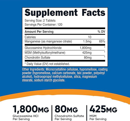 Nutricost Glucosamine 1800mg with Chondroitin & MSM, 240 Tablets, 120 Servings - Non-GMO, Gluten Free