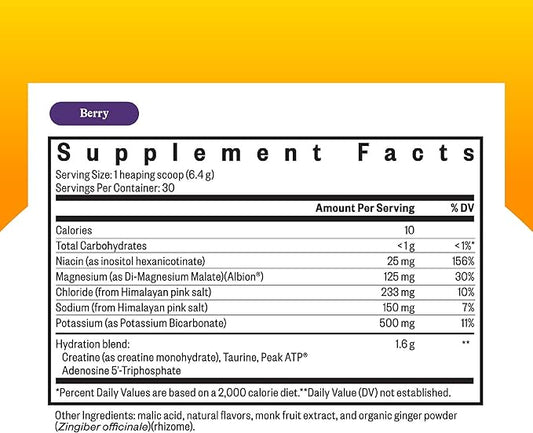 Seeking Health Optimal Electrolyte Powder, Berry Flavor, Healthy Energy and Endurance Support, Promotes Hydration and Healthy Muscles, Vegan and Vegetarian (30 Servings)*