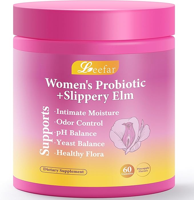 Her Juicy Feminine Probiotics Gummies, Premium Feminine Balance Gummies with Slippery Elm for Women's pH Balance and Freshness - Women Probiotic Pineapple Gummies 30-Day Supply