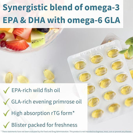 Igennus Pharmepa Complete EPA 668mg & DHA 334mg Omega-3 Fatty Acids 1000mg, IFOS Certified, rTG Form, High Potency Fish Oil Plus Omega-6 & 9 from GLA Evening Primrose Oil, Lemon Flavor, 360 Softgels