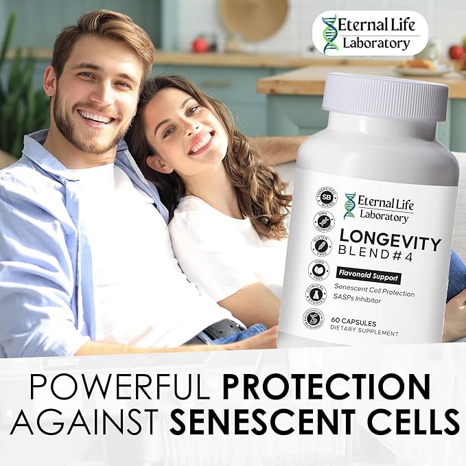 Quercitin, Rhodiola Rosea, Luteolin and Rutin Longevity Blend #4 Anti-Aging Supplement for Cellular Defense with Immunity and Energy Support, Antioxidants