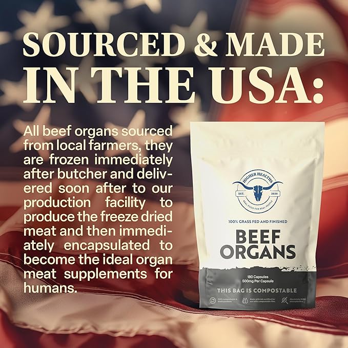 Beef Organs - The Everything Capsule -100% USA Beef - 180 Capsules Bag