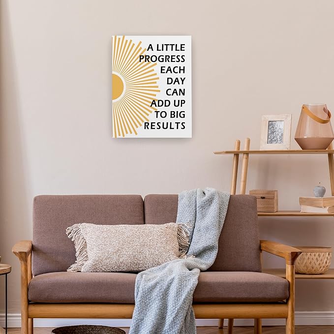 Pugwak Positive Affirmations Wall Decor Canvas Prints - Motivational Framed Canvas Sun Inspirational Wall Art Painting Artwork for Therapy Office Nursery Bedroom Decor Prints 11×14 Inch