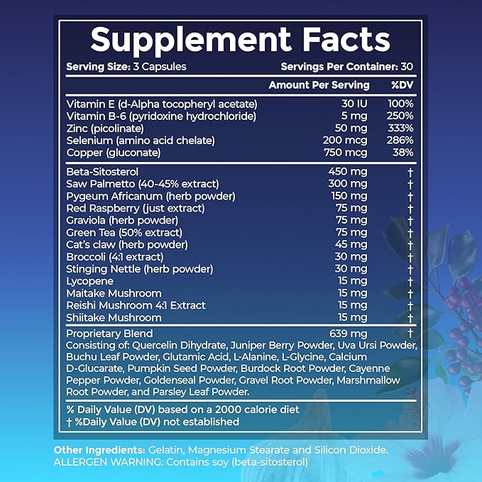 Advanced Saw Palmetto Prostate Supplement for Men with Beta Sitosterol Promotes Urinary Comfort, Sleep Quality & Prostate Health 90 Capsules