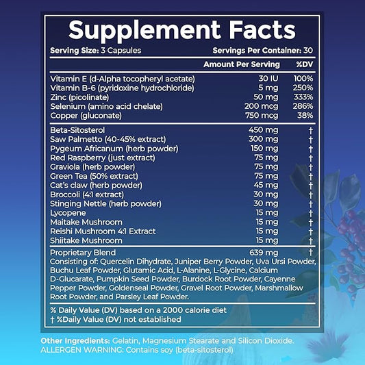 Advanced Saw Palmetto Prostate Supplement for Men with Beta Sitosterol Promotes Urinary Comfort, Sleep Quality & Prostate Health 90 Capsules