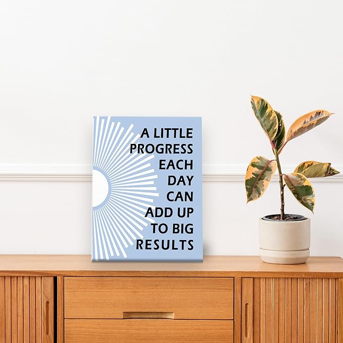 Pugwak Positive Affirmations Wall Decor Canvas Prints - Motivational Framed Canvas Sun Inspirational Blue Wall Art Painting Artwork for Therapy Office Nursery Bedroom Decor Prints 11×14 Inch