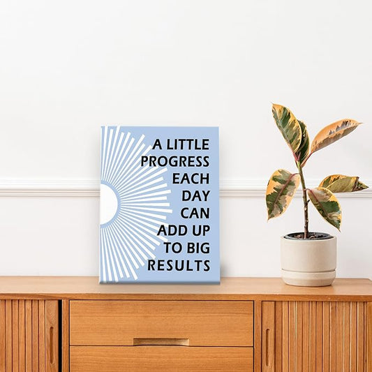 Pugwak Positive Affirmations Wall Decor Canvas Prints - Motivational Framed Canvas Sun Inspirational Blue Wall Art Painting Artwork for Therapy Office Nursery Bedroom Decor Prints 11×14 Inch