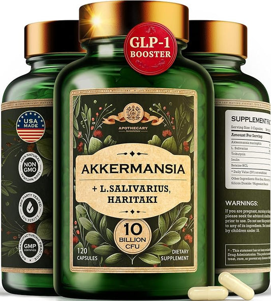Akkermansia Muciniphila Probiotics and Prebiotics - GLP 1 Booster w/Lactobacillus Salivarius | Fiber Supplement Gut Health & Digestive Health | Women Probiotic Akkermansia Light