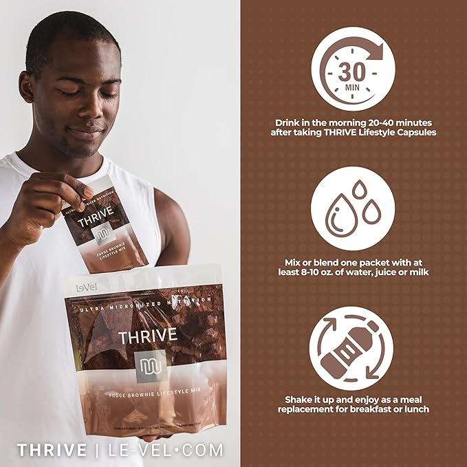 Thrive Protein Shake | 16 Packets (35g Each) | Gluten-Free, Pea Protein, Probiotics, Fiber & Digestive Enzymes | Supports Lean Muscle (16 Packets (Single Servings), Fudge Brownie)