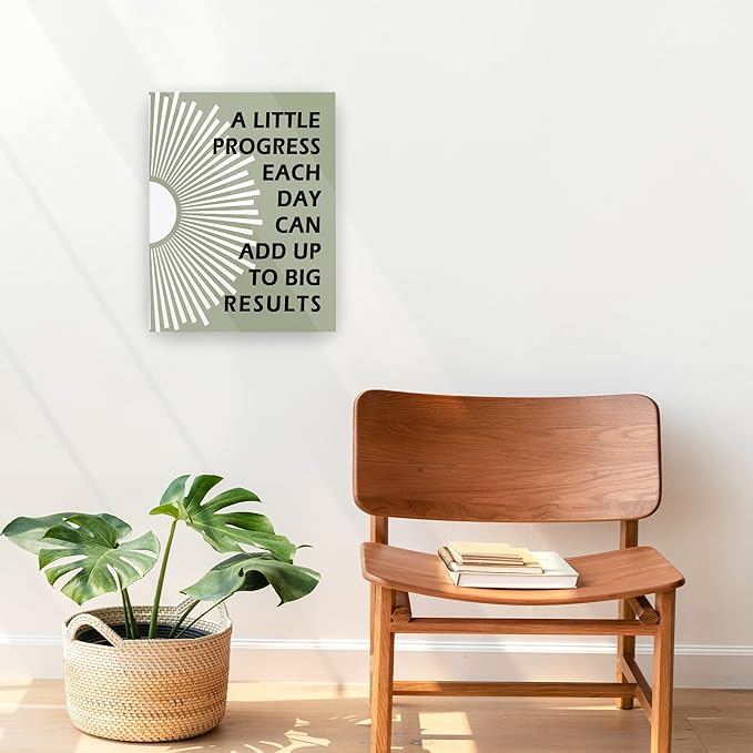 Pugwak Positive Affirmations Wall Decor Canvas Prints - Motivational Framed Canvas Sun Inspirational Green Wall Art Painting Artwork for Therapy Office Nursery Bedroom Decor Prints 11×14 Inch