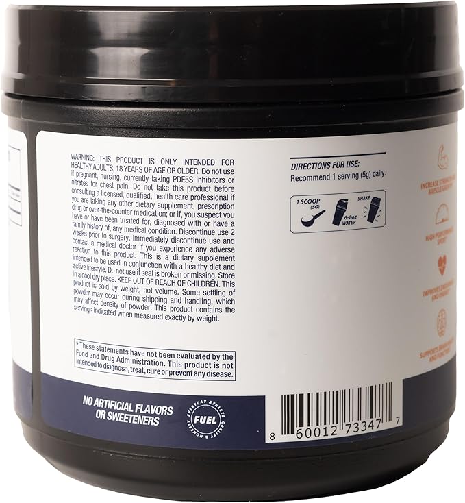 CREATINE Monohydrate Powder – Supports Energy, Brain & Muscle Health, and Recovery for Men & Women - Gluten & GMO Free, Soy Free, Sport Certified – Unflavored, 500 G, 100 Servings
