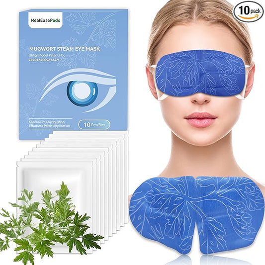 Mugwort Steam Eye Mask, Healeasepads Heated Eye Masks for Dry Eyes, Disposable Artemisia Vulgaris Sleeping Eye Mask for Dark Circles, Puffiness and Treatment, FSA or HSA Eligible