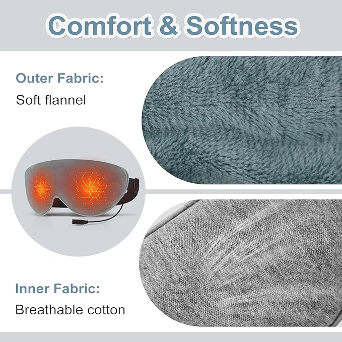 Heated Eye Mask for Dry Eyes USB Electric Warm Eye Compress Heat Eye Masks with Temperature&Timer Control, Eye Heating Pad for Dry Eyes, Stye Treatment, Chalazion, Blepharitis, MGD, Puffy