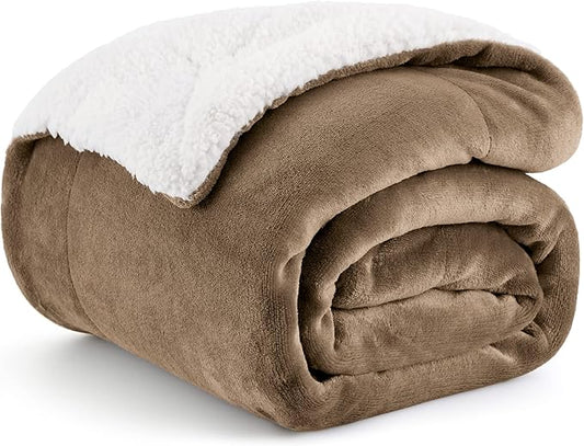 Bedsure GentleSoft Sherpa Fleece Throw Blanket for Couch - Thick and Warm, Soft Fuzzy Plush Throw Blanket for Winter, Camel, 50x60 Inches