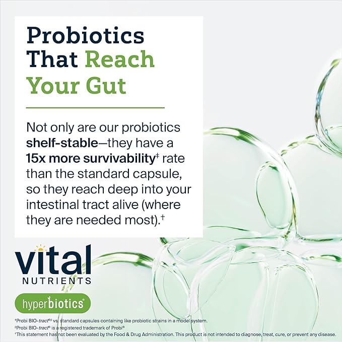 Hyperbiotics Vital Nutrients IBS Probiotic | Reduce Symptoms of IBS* | Clinically Studied Vegan probiotic for IBS Relief from Bloating, Gas, Diarrhea, & Abdominal Discomfort* | 30 Capsules