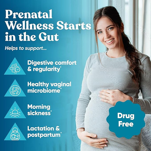 Momma Prenatal Probiotics Mom & Baby – Gut and Digestive Postpartum, Nursing, Morning Sickness Pregnancy Relief – 18 Clinically Proven Strains, 14 Billion CFU, Prebiotic – 30 Mini Vegan Capsules
