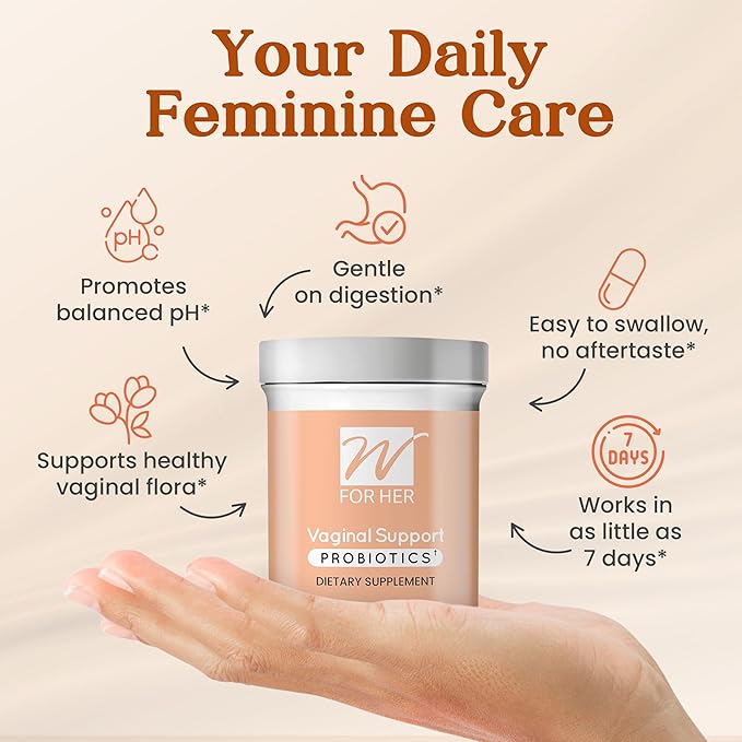WforHer Vaginal Support Probiotics for Women -Feminine Care - Support Healthy Vaginal Flora and pH Balance - Clinically Tested – 30 Capsules (Pack of 1) (1)
