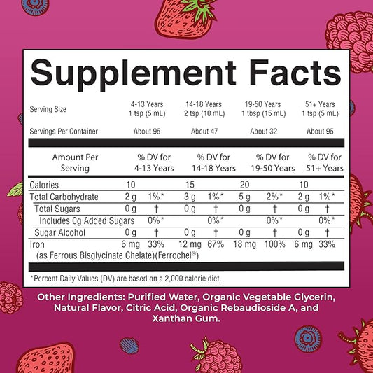 MaryRuth Organics Iron Supplement for Women Men & Kids, Liquid Iron Supplement for Women Men & Kids, Iron for Healthy Blood & Oxygen, Ages 4 & Up, Sugar Free, Vegan, Non-GMO, Gluten Free, 15.22 Fl Oz